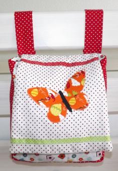 Pyjamatasche, Bett-Utensilo Schmetterling-rot 