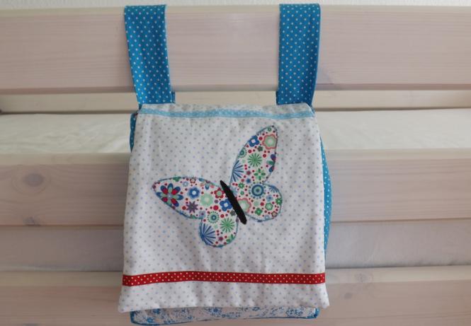 Pyjamatasche, Bett-Utensilo Schmeterling-türkis 