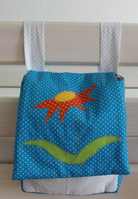 Pyjamatasche, Bett-Utensilo Blume-türkis 