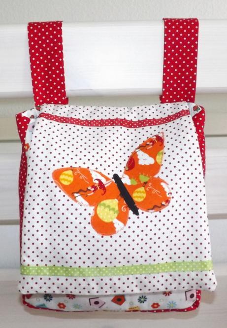 Pyjamatasche, Bett-Utensilo Schmetterling-rot 